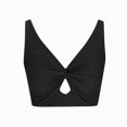thumbnail image 4 of ORT Bikini Tops for Women Tankini Tops Cropped Knot Twist Cut Out Adjustable Swimsuit Top Beach Bathing Suit Top Only(Black,XL), 4 of 4