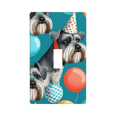 1-Gang Toggle Wall Plate Single Light Switch Cover - Schnauzer Dogs party art
