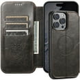 thumbnail image 6 of ELEHOLD for iPhone 13 Pro Max 6.7" Wallet Case Premium Leather with Card Slots Kickstand Function Magnetic Absorption Compatible with MagSafe Charging Shockproof Protective Case,Black, 6 of 6