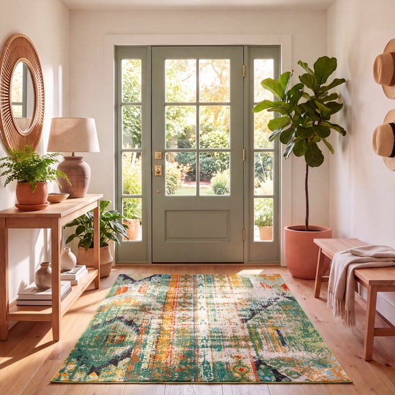 Safavieh Madison Christabella Abstract Area Rug, Green/Orange, 4' x 6'