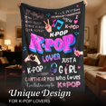 thumbnail image 2 of Kpop Gifts Blanket for Teen Girls Music Women Friends K-Pop Fans Lovers,Kpop Merch Stuff,Christmas Birthday Gifts for BFF Girls Women,Just A Girl Who Loves K-pop Blanket 60*50in (Black), 2 of 9