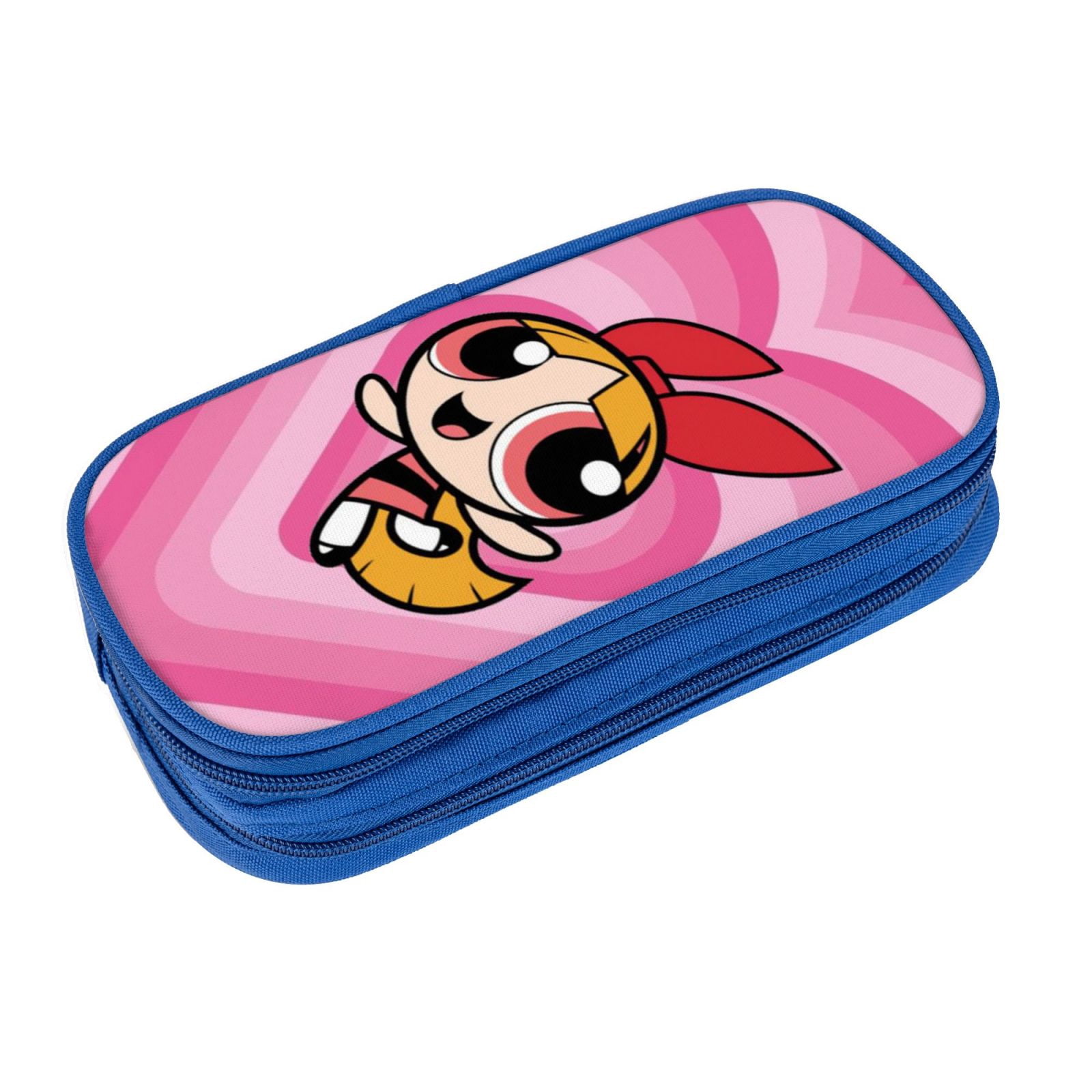 The Powerpuff Gi-rls Pencil Case Large Capacity Pencil Pouch Pen Bag Office Stationery Organizer Travel Makeup Bag Blue