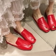 thumbnail image 5 of PiGOGI Women's Peep Toe Mules Cut Out Low Heel Non-Slip Comfortable Slide Sandals Summer Red 5.5, 5 of 6