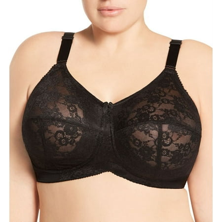 Women s Elila 1303 Lace Wireless Soft-cup Bra (Black 38G)