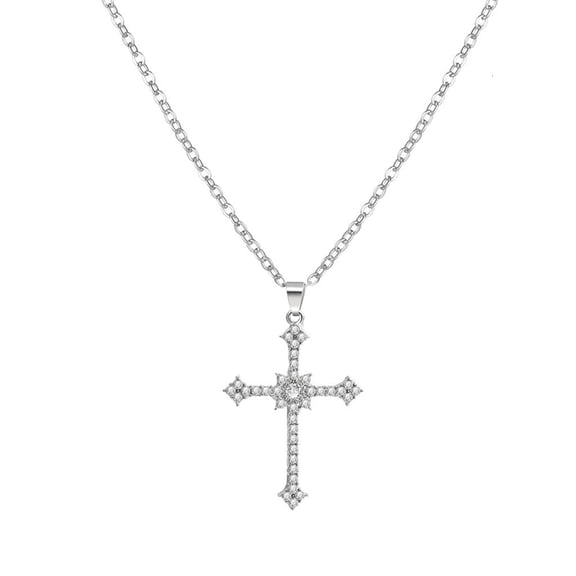Osdhezcn European and American Street Zircon Cross-shape Clavicle Chain Trend Necklace