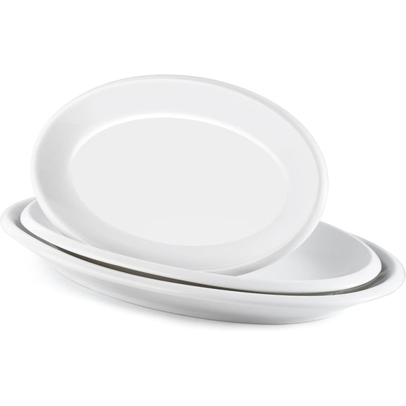 Porcelain Serving Platters Set of 3, 16/14/12 Inch Oval Plates, Large Serving Trays,White Ceramic Dish for Dinner Dessert Sushi Party Entertaining
