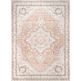 thumbnail image 4 of nuLOOM Tracie SpinClean Machine Washable Floral Medallion Area Rug, 3' x 5', Tracie Peach, 4 of 9