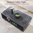 thumbnail image 5 of SinCiDo Modern Coffee Table with Storage Shelf, 2-Tier Wooden Rectangular Minimalist Center Table, Curved Profile Design for Living Room, Office, Grey, 5 of 7