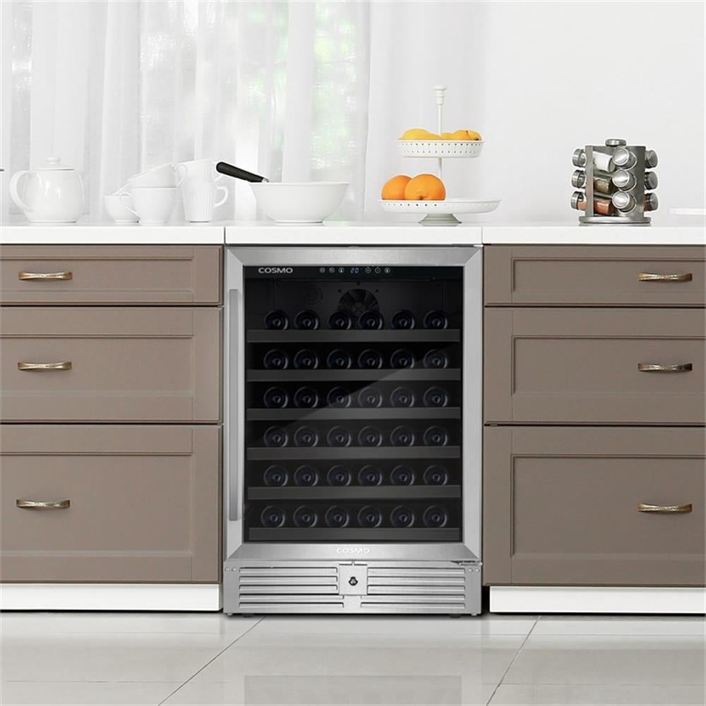 Pemberly Row 48-Bottle Single-Zone Stainless Steel Freestanding Wine Cooler
