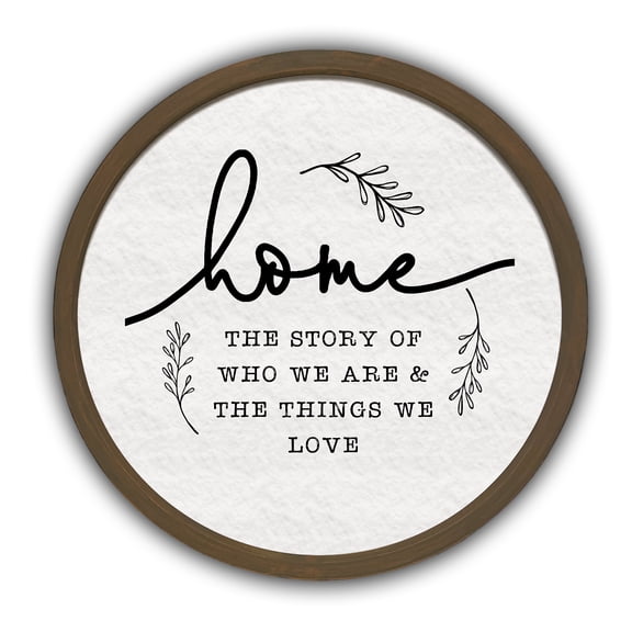 Creative Products Home the Story of Who We Are 20 x 20 Round Brown Framed Print