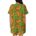 thumbnail image 4 of Womens Pajama Sets With Pocket, Cute Cantaloupe Pine Green Lounge Sets Short Sleeve Sleepwear PJ Sets for Women, 4 of 6