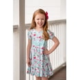 thumbnail image 3 of Millie Loves Lily Female Mint Bunnies &Roses Bow-Waist Cap-Sleeve Dress Jersey Knit (2T-12), 3 of 4
