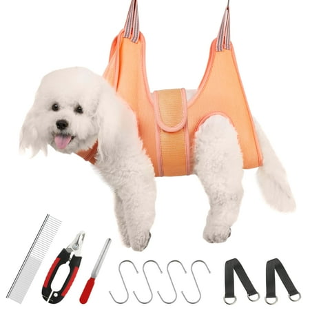 Guzekier Pet Dog Grooming Hammock Harness ATT1for Cats & Dogs  Dog Sling for Grooming  Dog Hammock Restraint Bag with Nail Clippers/Trimmer  Nail File  Pet Comb Ear/Eye Care