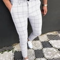 thumbnail image 3 of RUTAYY Men's Casual Pants Slim Fit Plaid Print Zipper Long Pants Daily Wear Comfort Trendy Vibrant Trousers, 3 of 8