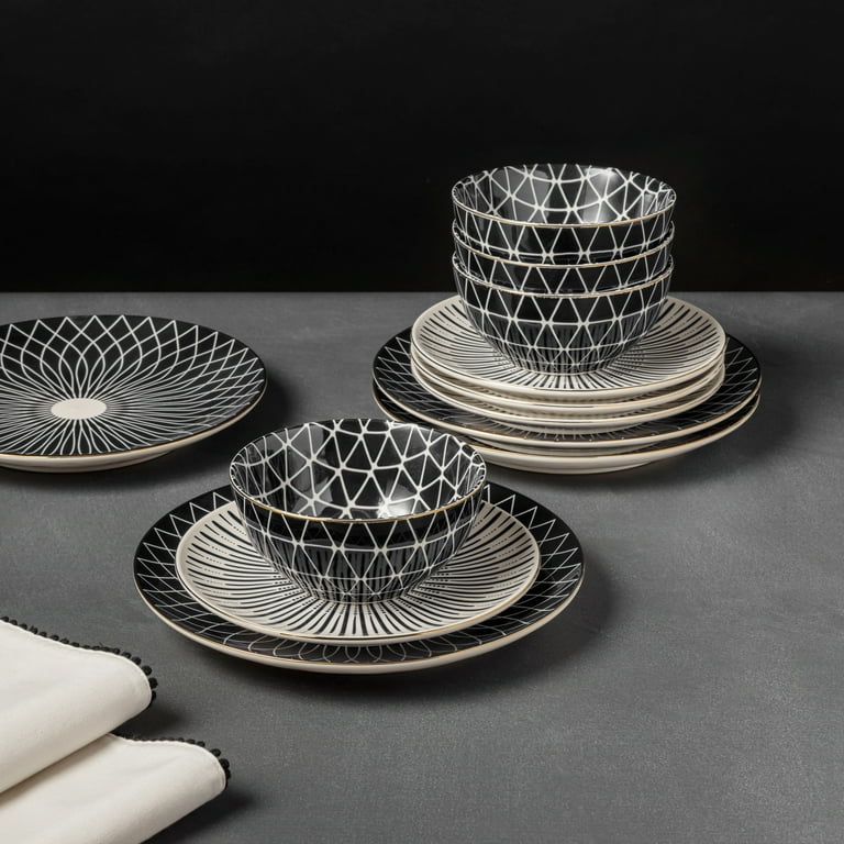 Thyme & Table Calypso 12-Piece Ceramic Dinnerware Set - Walmart.com