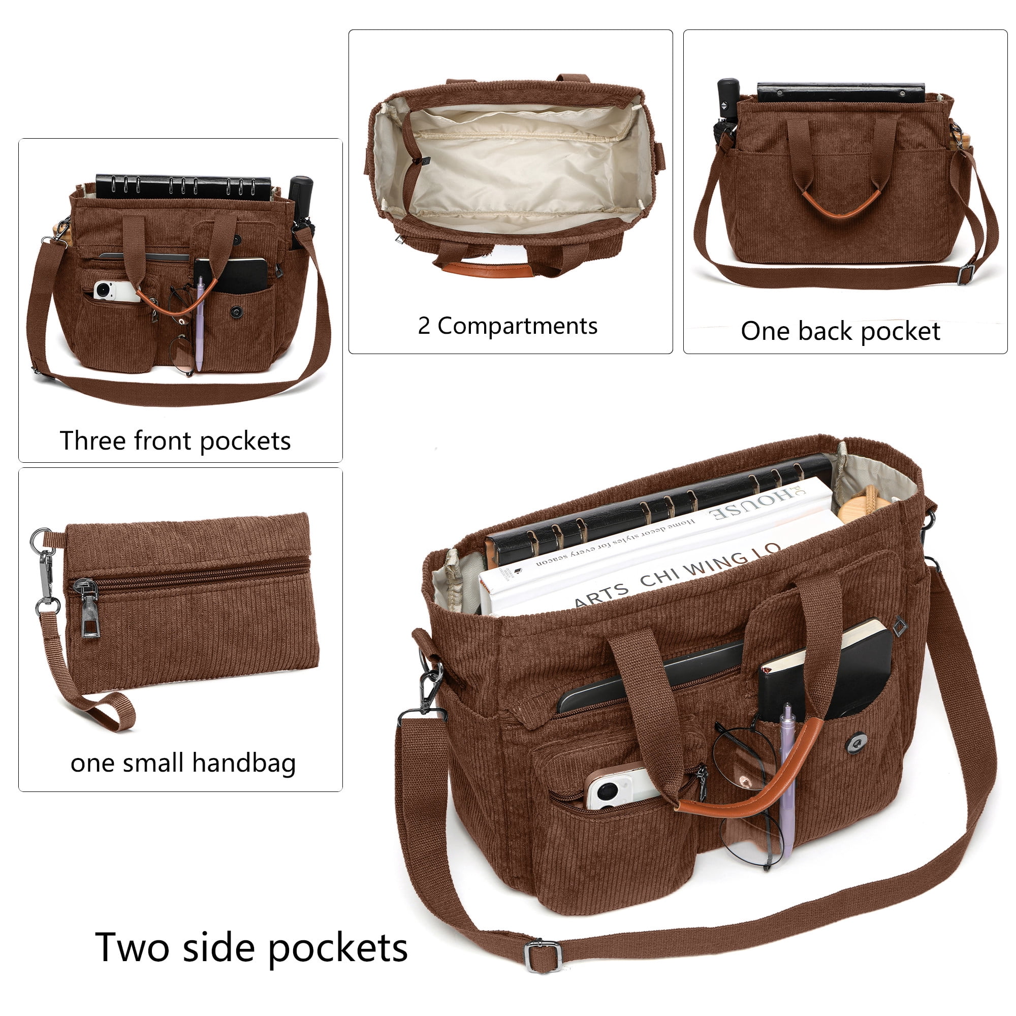 2-Piece Women's Corduroy Bag Set: Stylish Laptop Tote + Multi-Functional Crossbody Bag – Large-Capacity Work/Travel/Gym Bag
