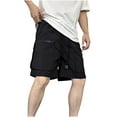 thumbnail image 1 of Jgppe Mens Casual Cargo Shorts Elastic High Waist Drawstring Breathable Wide Leg Short Pants with Zipper Pockets, 1 of 4