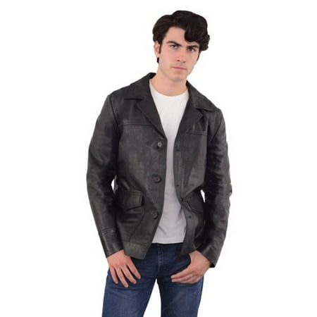 MILWAUKEE LEATHER Men's Leather Button-front Car Coat