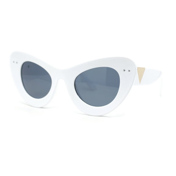 Womens Super Thick Exaggerated Oversize Cat Eye Sunglasses White - Black