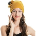 thumbnail image 6 of Women Turban Flower Caps Vintage Beanie Headscarf Elastic Headwrap Hat, 6 of 8