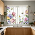 thumbnail image 6 of Watercolor Wildflower Butterfly Tier Curtain,Light Filtering Washable Short Cafe Window Curtain for Kitchen,Laundry,Home Decor,1 Pair, 6 of 6