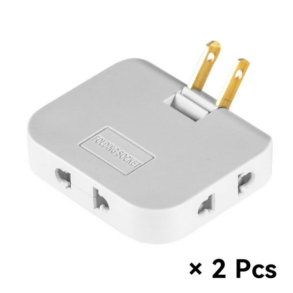 GJX 2Pcs Flat Outlet Extender Space-Saving Flat Plug Adapter Universal Compatibility Multi Outlet Plug In,White