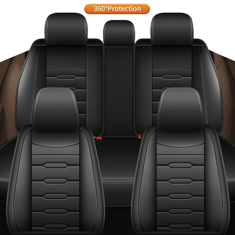 VALKEM Coprisedili Auto per Hyundai Santa Cruz 2000-2023, Pelle 5 Posti Traspirante Antiscivolo Set Copri-Sedile Anteriori Posteriori, Auto Accessori Interni,F Black Coffee