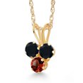 thumbnail image 2 of Gem Stone King 14K Yellow Gold Black Onyx and Red Garnet 3-Stone Pendant Necklace for Women (0.35 Cttw, Gemstone December Birthstone, Round 3MM, 18 inch Chain), 2 of 4