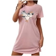 thumbnail image 3 of Sakmal Robe de Nuit Grande Taille pour Femmes Extensible Rose Halloween Ultra Douce Chemise de Nuit Manches Courtes Imprimé Fantôme Courte Col Ras du Cou Chemises de Nuit P-2TG, 3 of 4