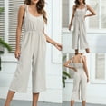 thumbnail image 2 of Lilgiuy Woman Fashion Striped Sleeveless Open Back Sling Tie Jumpsuit Khaki 4(S) Dresses for 2022, 2 of 5