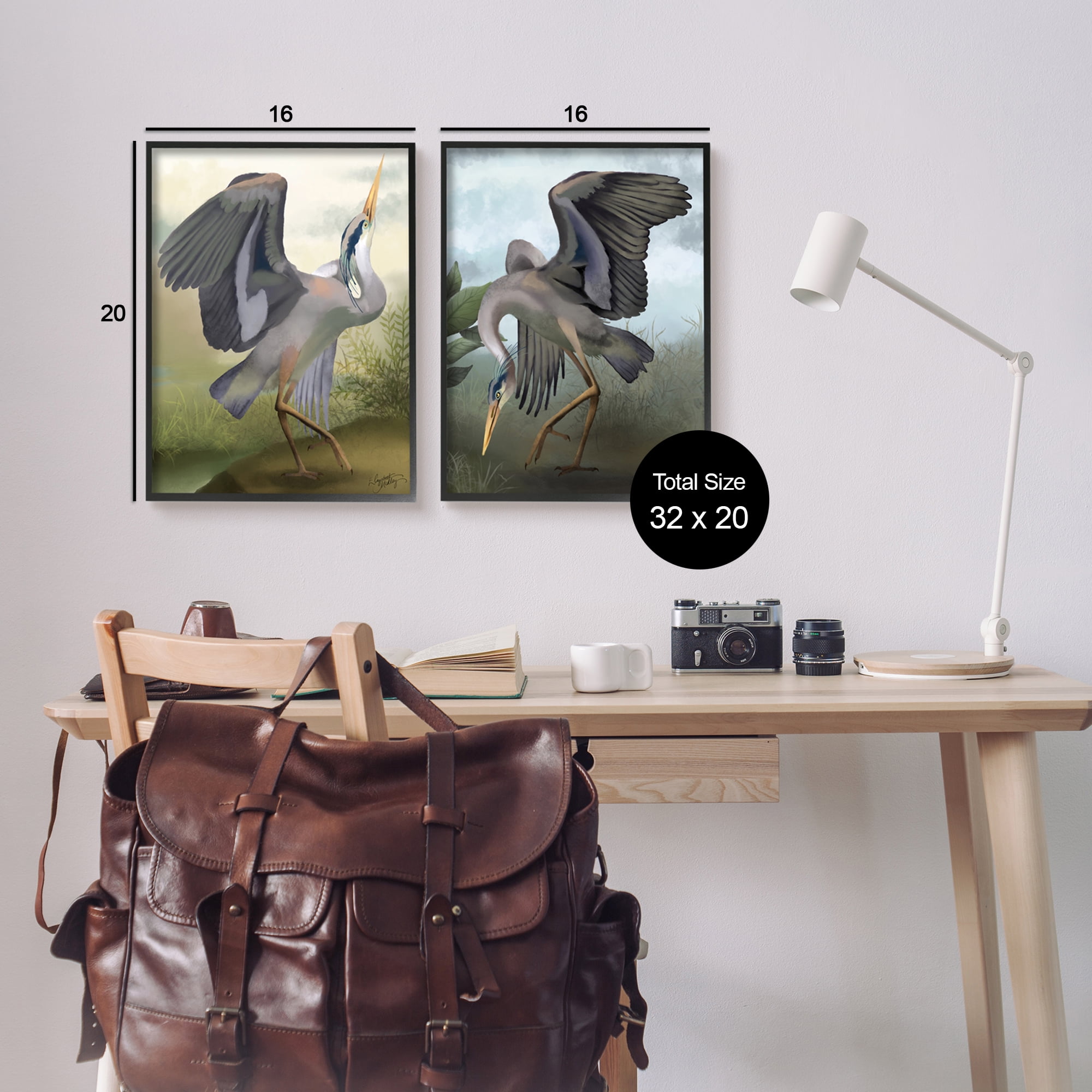 Stupell Industries Crane Dance Landscapes Animals & Insects Painting Black Framed Art Print Wall Art, 16 x 20