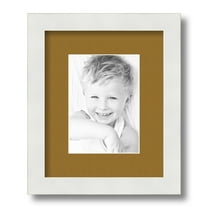 ArtToFrames 9x11" Matted Picture Frame with 5x7" Single Mat Photo Opening Framed in 1.25" Satin White Frame and 2" El Dorado Mat (FWM-3966-9x11)