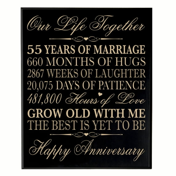 55th Wedding Anniversary Wall Plaque - Our Life Together - 12x15 (Black Veneer)