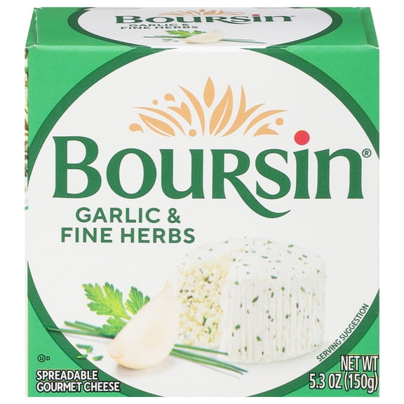 Boursin Garlic & Fine Herbs Spreadable Gourmet Cheese, 5.3 oz., Puck in a Box. Refrigerated