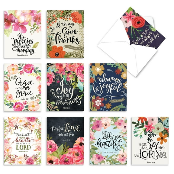 10 All Occasion Blank Note Cards Pack (4 x 5.12 Inch) - BLESSINGS