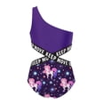 thumbnail image 2 of MSemis Kids Girls One Piece Swimming Jumpsuit Sinlge Shoulder Hollow Out Bathing Suit Swimsuit Starry 12, 2 of 3