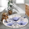 thumbnail image 4 of Spring Flowers Round Area&nbsp;Rug 3ft Watercolor Purple Floral Leaf Butterfly Beige Wood Grain Non-Slip&nbsp;Washable Circle Rugs Soft Felt Indoor Floor Mat for Bedroom Kitchen Living Room Bathroom, 4 of 9