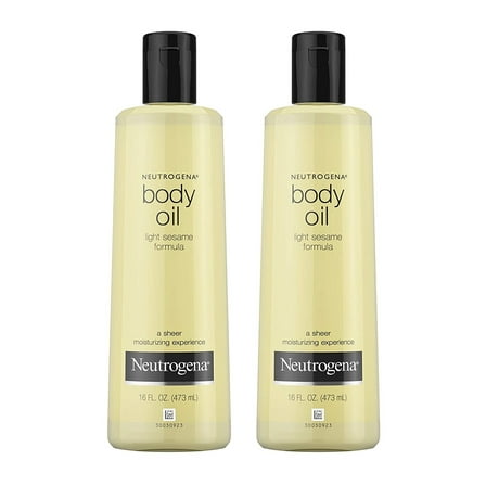 Neutrogena Body Oil Light Sesame Formula, Dry Skin Moisturizer and Hydrating Body Massage Oil for Radiant and Healthy Looking Glow, Nourishing Oil for Sheer Moisture, Twin Pack, 2 x 16 f