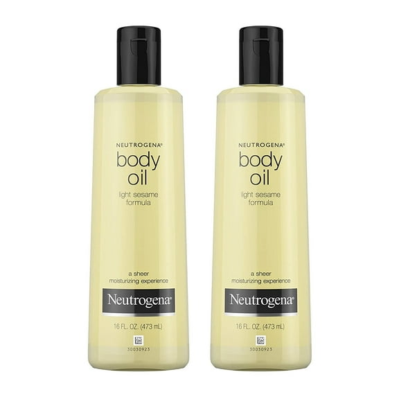 Neutrogena Body Oil Light Sesame Formula, Dry Skin Moisturizer and Hydrating Body Massage Oil for Radiant and Healthy Looking Glow, Nourishing Oil for Sheer Moisture, Twin Pack, 2 x 16 f