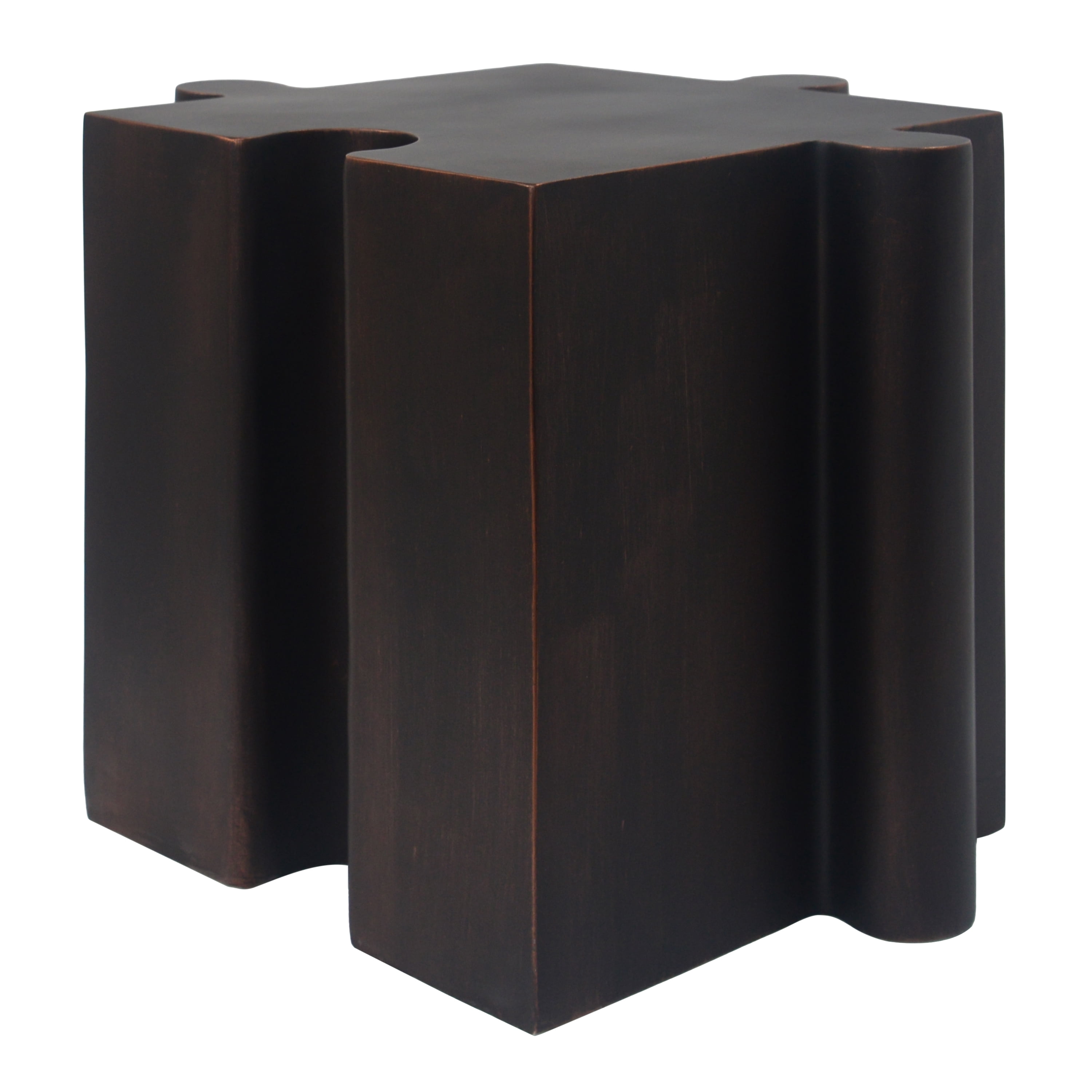 Puzzle Art Side Table, Outdoor Modular Convex Edge Table for Patio Garden Indoor Outdoor, Antique Copper