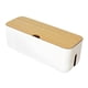 thumbnail image 1 of Caja organizadora con tapa de madera y gestión de ABS, banda para cables, protección contra sobrecorriente. Blanco, 1 of 9