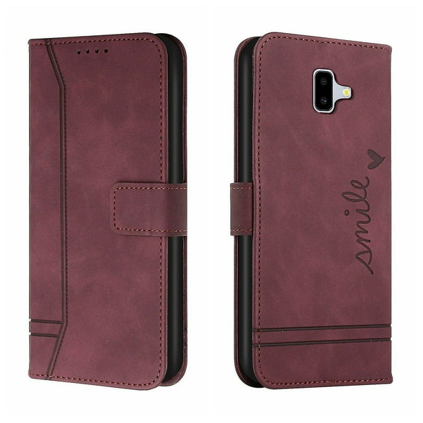Funda con tapa estilo vintage para Samsung J6 Plus, ranura para múltiples tarjetas, protección total, estilo retro, material PU+TPU