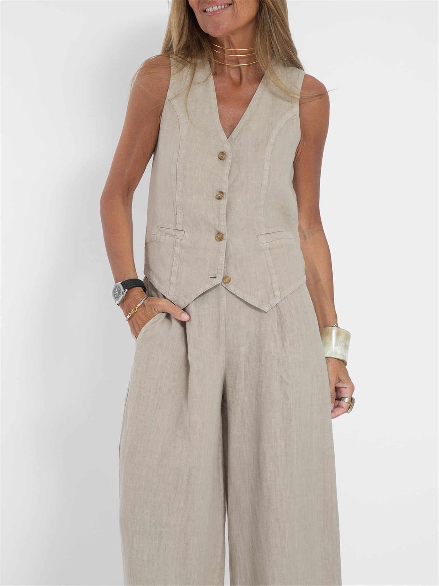 Waistcoat style | Linen shirt outfit, Linen summer outfits, White linen  trousers