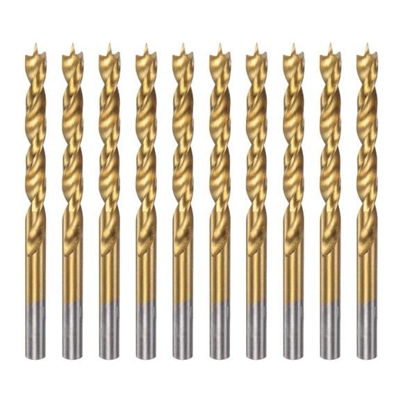 Uxcell 10 Paquets Foret à Pointe Brad 6,5 mm (1/4 Po) Dia HSS4241 Perceuse Torsadée Doré