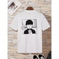thumbnail image 1 of Cartoon Print Men's Crew Neck Fashionable Short Sleeve Sports T-shirt, Comfortable and Versatile, for Summer and Spring, Athletic , Comfort Fit T-Shirt, As Gifts, 1 of 6