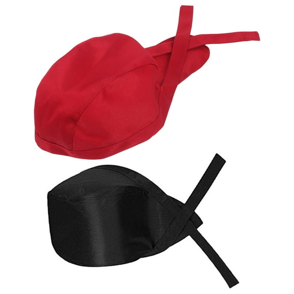 2 Pcs Chef Turban Hat Black Cap Restaurant Cook Hat Chef Scrub Cap Portable Chef Hat Miss Men and Women