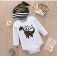 thumbnail image 4 of StylesILove Infant Baby Boys Little Man Dinosaur Long Sleeve Bodysuit, Camouflage Pants and Hat 3pcs Cotton Autumn Winter Outfit (9 Months), 4 of 7