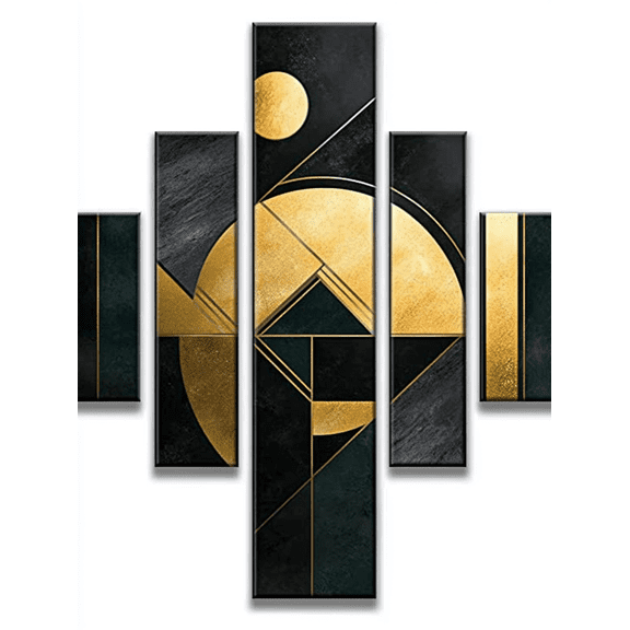 Abstract Gold Geometric Canvas Wall Art， Suitable for Living Room， Bedroom， Office， Dining Room， and Hallway Decoration.