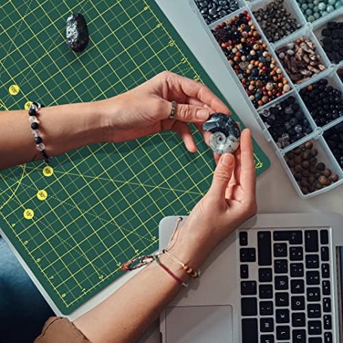 18"x12" Thickened Self Healing Cutting Mat, A3 Rotary Cutting Sewing Mat for Crafts, Double Sided 5-Ply Table Cutting Board for Fabric Quilting Leather Arts Hobby Project, Green