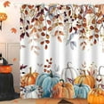 thumbnail image 5 of Fall Pumpkin Shower Curtain, Thanksgiving Autumn Harvest Leaves Watercolor Seasonal Decor Bathroom Curtains, Waterproof Fabric Polyester with Hooks, 66x72 Inch, 5 of 6